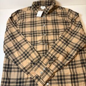 J. Crew Tan and Black Plaid Women’s Shirt